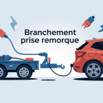 Illustration branchement prise remorque voiture et remorque