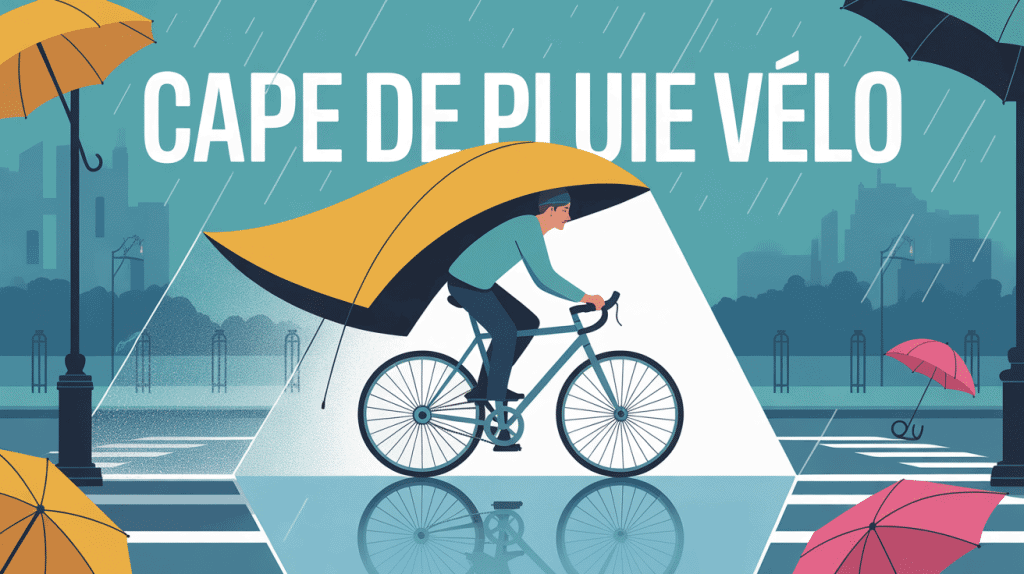 cycliste urbain avec cape de pluie vélo colorée sous une averse