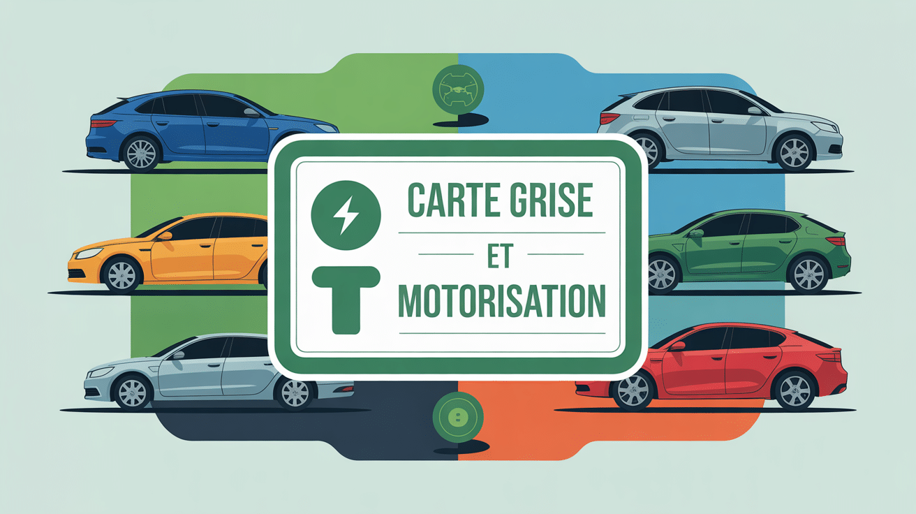 carte grise motorisation sur certificat avec silhouettes de voitures