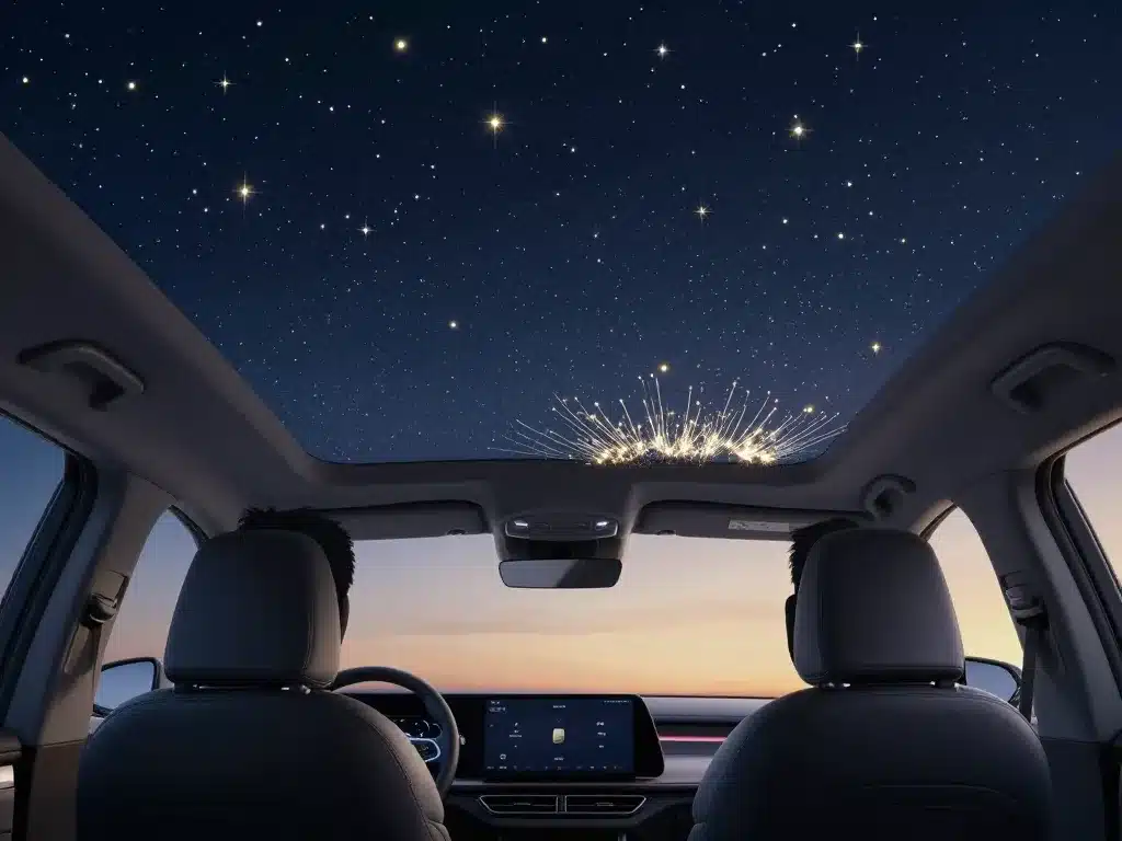 ciel étoilé voiture intérieur nuit fibres optiques