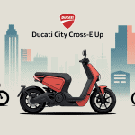 ducati city cross-e up safety dans une scène de ville stylisée
