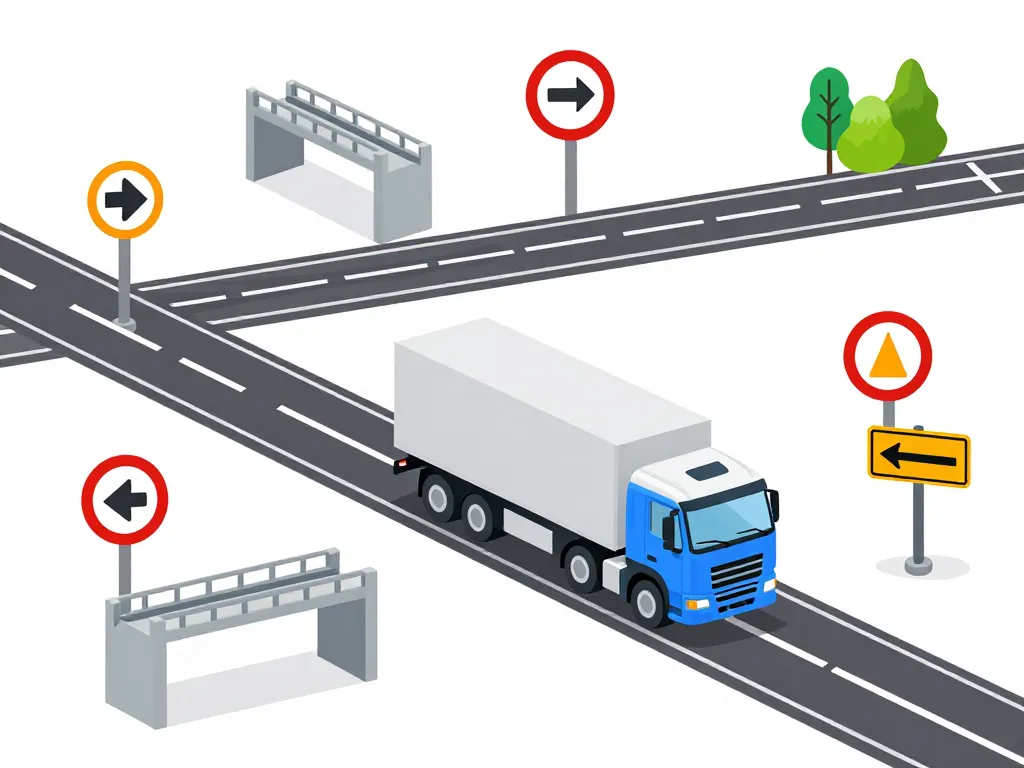diagramme stylise itineraire poid lourd restrictions et risques