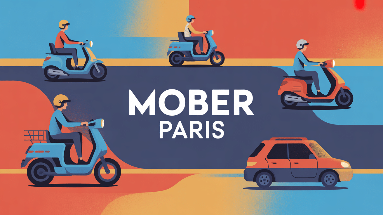 Illustration stylisée mobilité urbaine Mober Paris