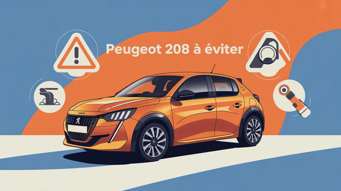 Modèle 208 à éviter vue stylisée icônes avertissement