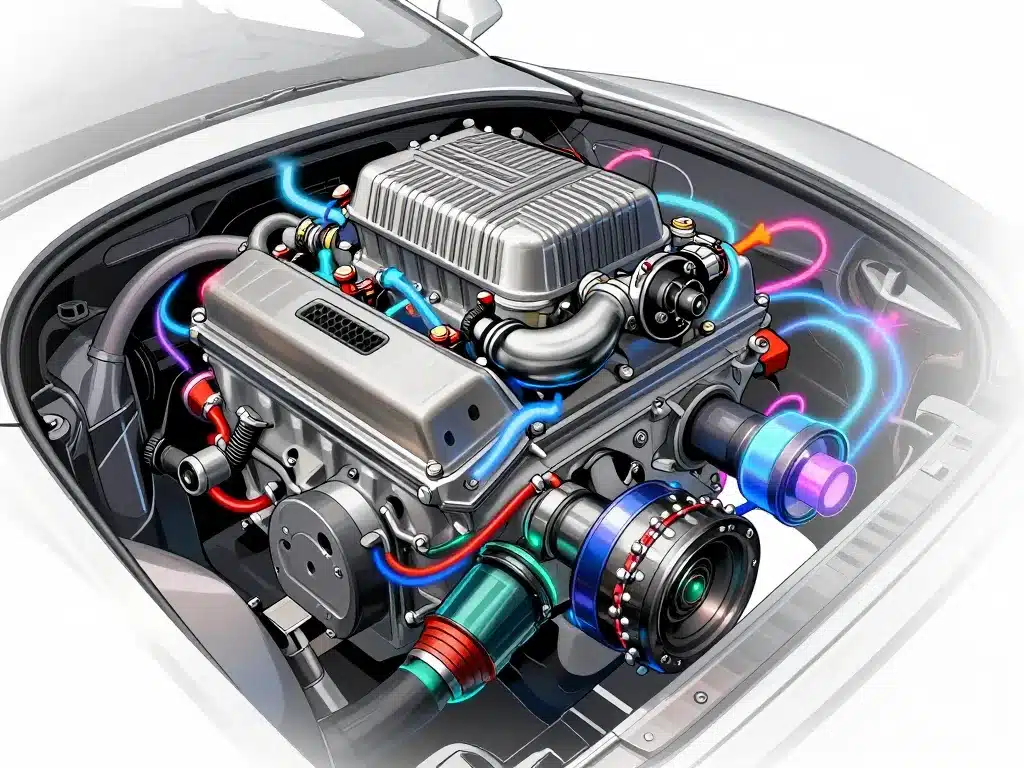 moteur v8 mustang gtd diagramme technique performance