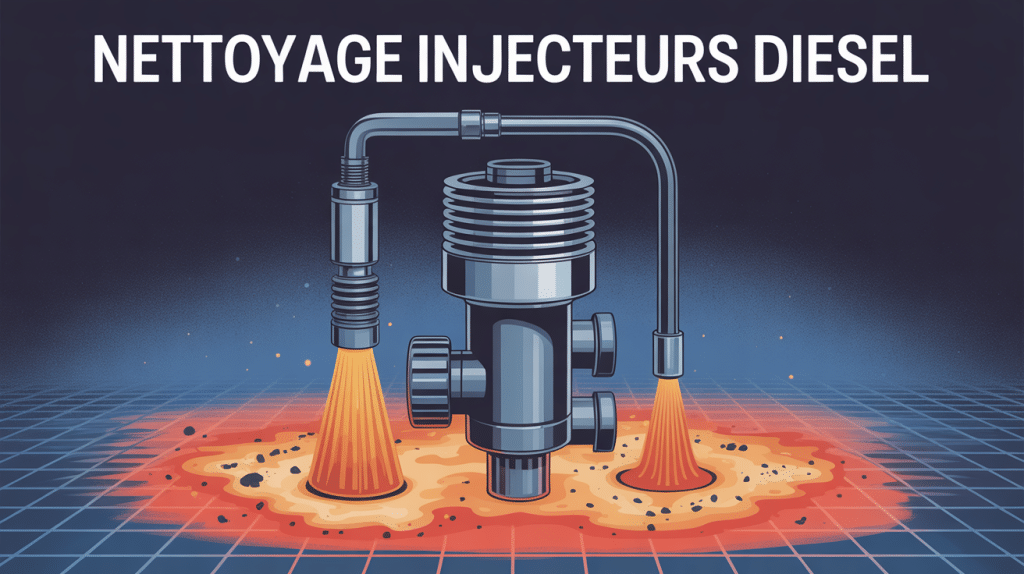 Illustration du nettoyage des injecteurs diesel, prévention perte de puissance