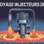 Illustration du nettoyage des injecteurs diesel, prévention perte de puissance