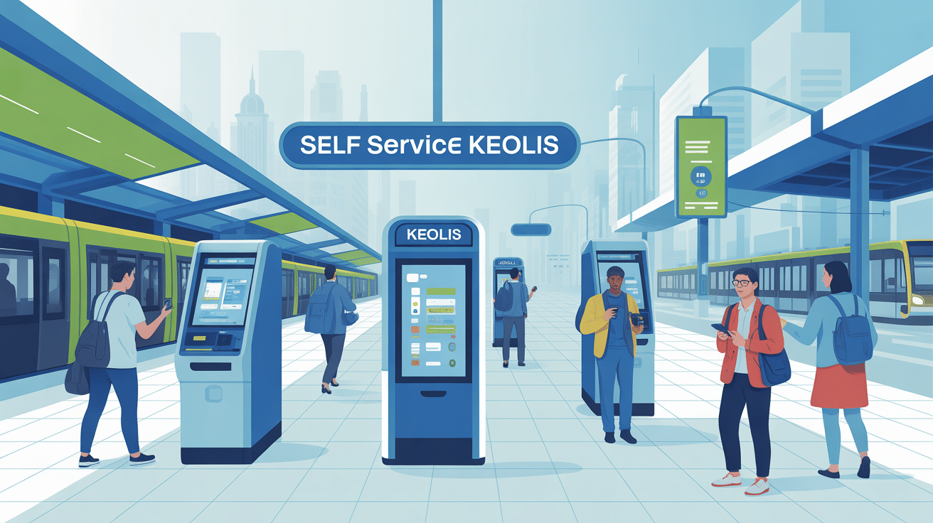 illustration self service keolis ambiance urbaine voyageurs digitaux