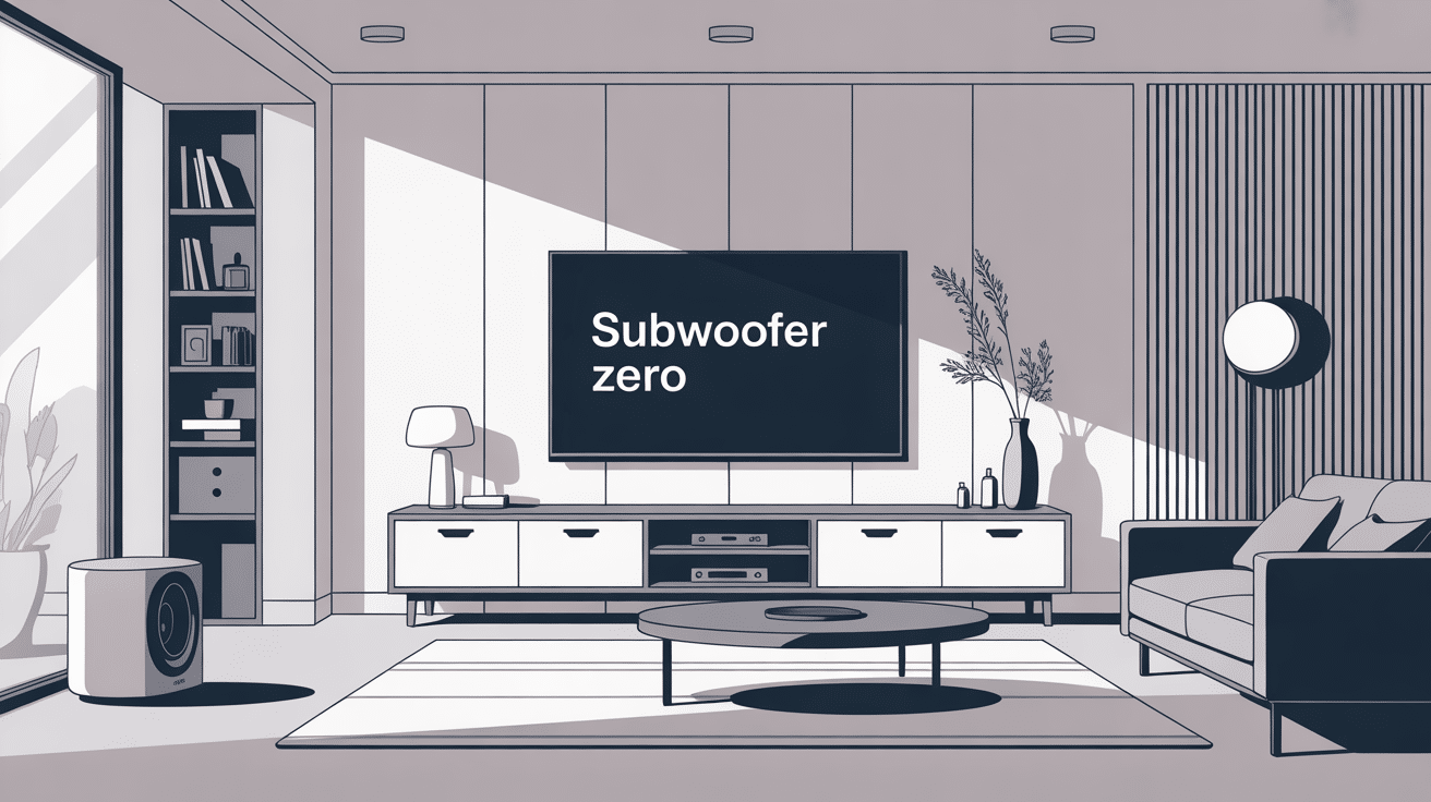 subwoofer zero discret sous meuble TV dans salon design