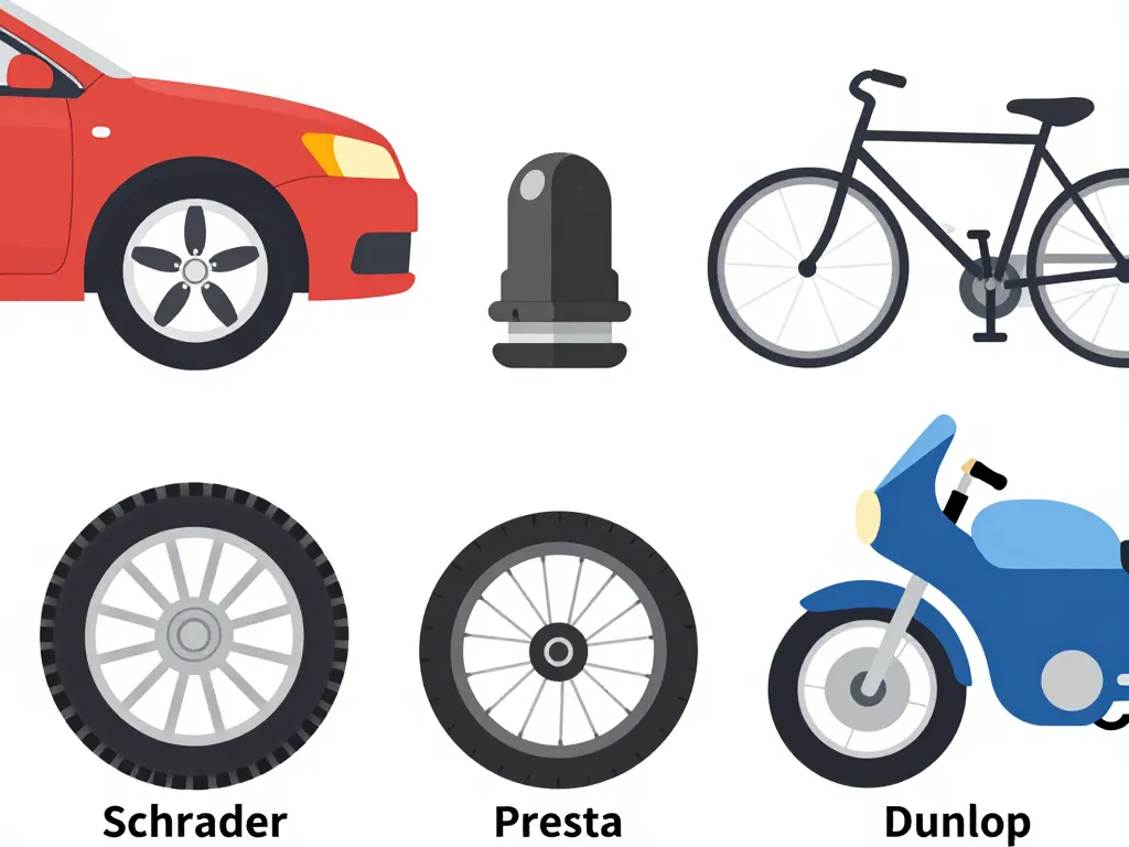 Diagramme valve pour pneu Schrader Presta Dunlop