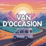 illustration van d occasion sur route montagne