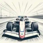 Dessin de formule 1 en perspective, châssis et vitesse