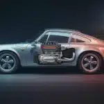 Illustration 3D de la Porsche 911 avec moteur boxer et héritage course
