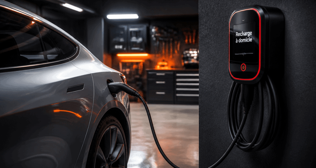 chargeur domestique voiture electrique mural en garage