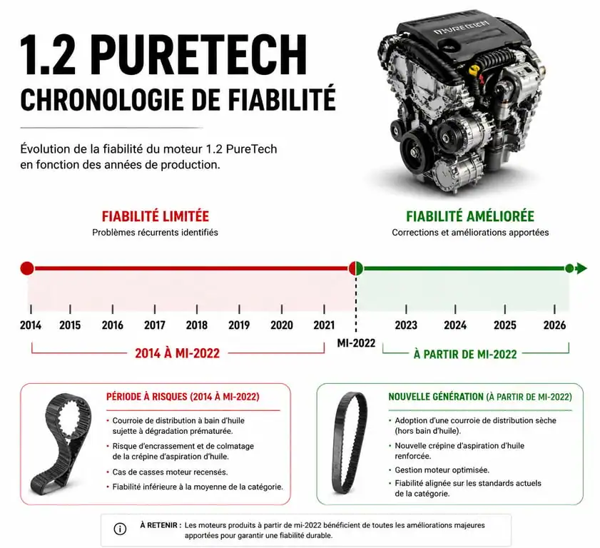 Chronologie de fiabilité des moteurs 1.2 PureTech par année pour aider à l'achat d'occasion