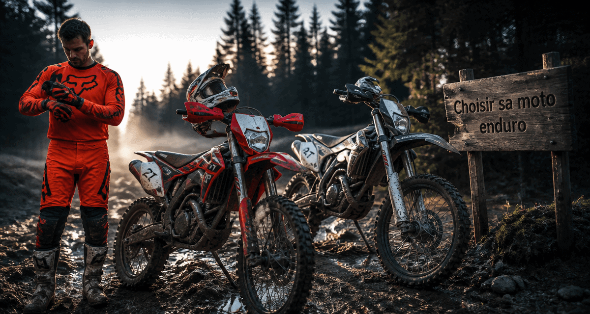 moto enduro 2 temps et 4 temps sur chemin boueux