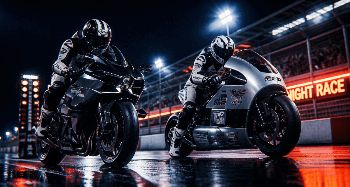 Moto la plus rapide du monde sur circuit de nuit