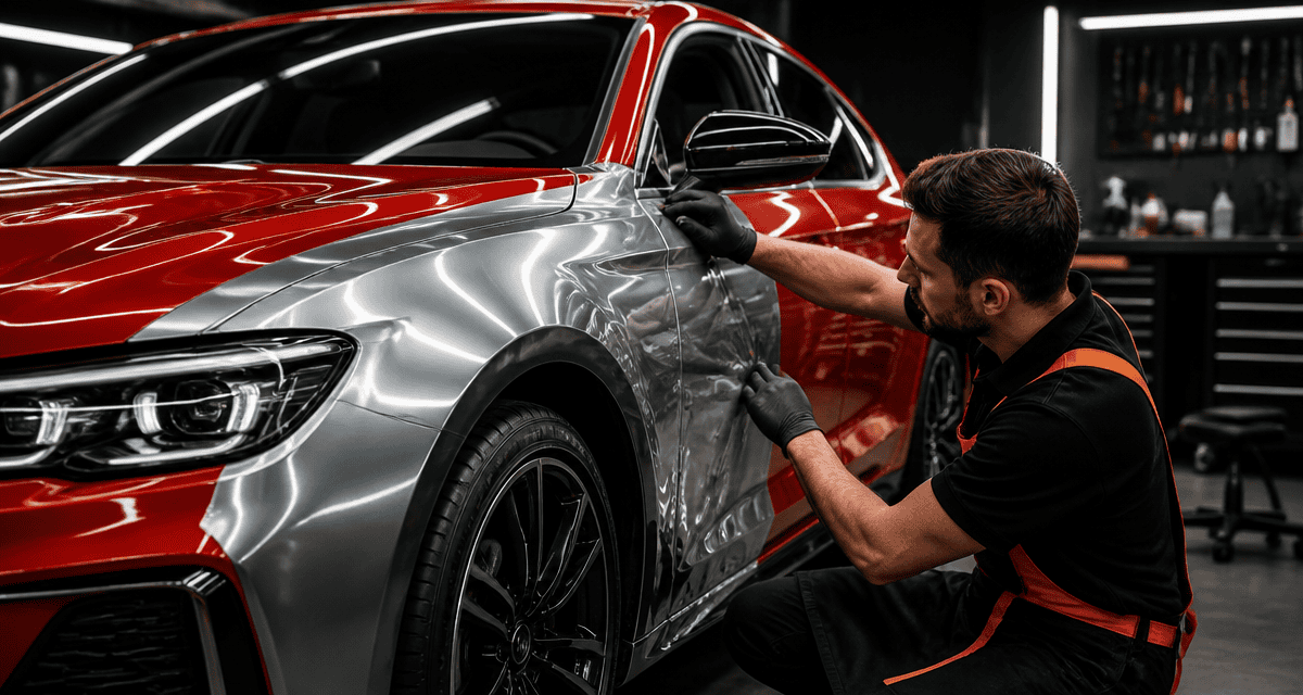 prix covering voiture berline film vinyle argent atelier