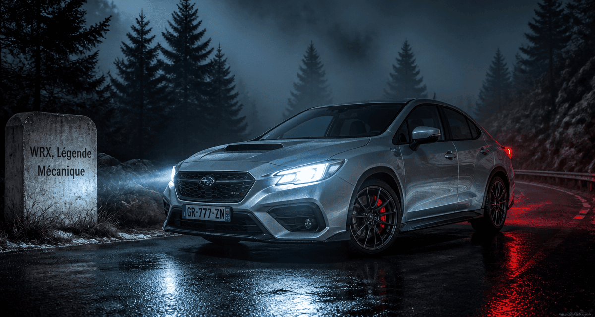 subaru wrx argent nuit route montagne