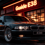 bmw e38 noire stationnée garage néons