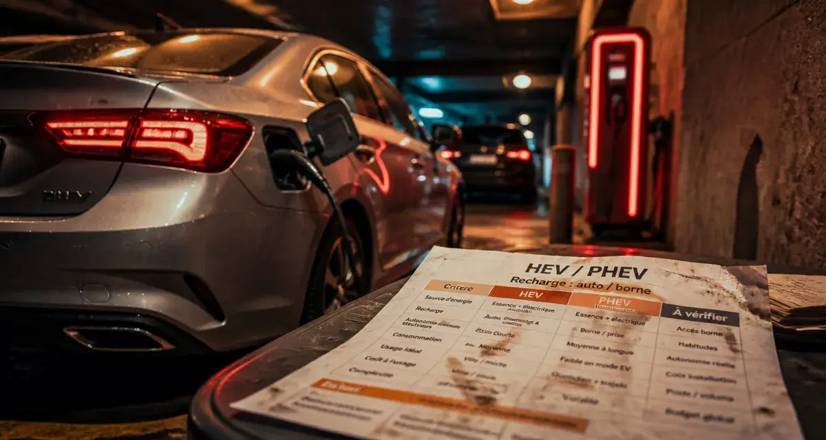 Différence entre hybride et hybride rechargeable : HEV vs PHEV, prise de recharge