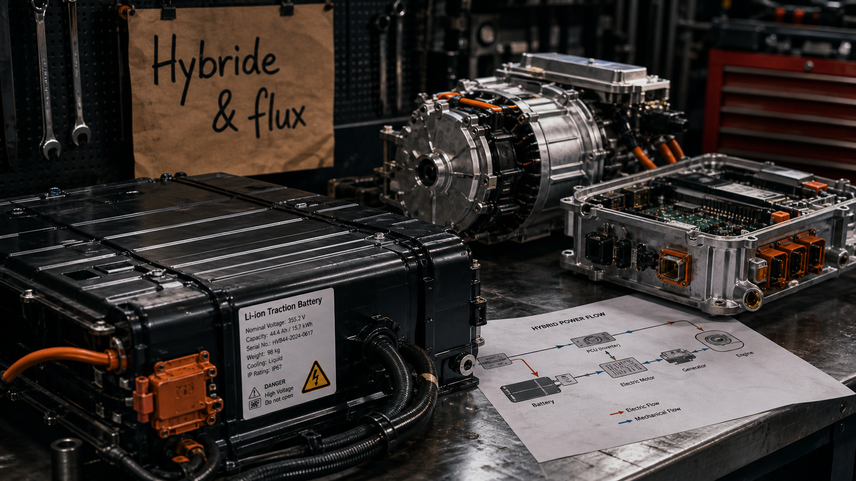 Fonctionnement voiture hybride : batterie lithium-ion et moteur électrique