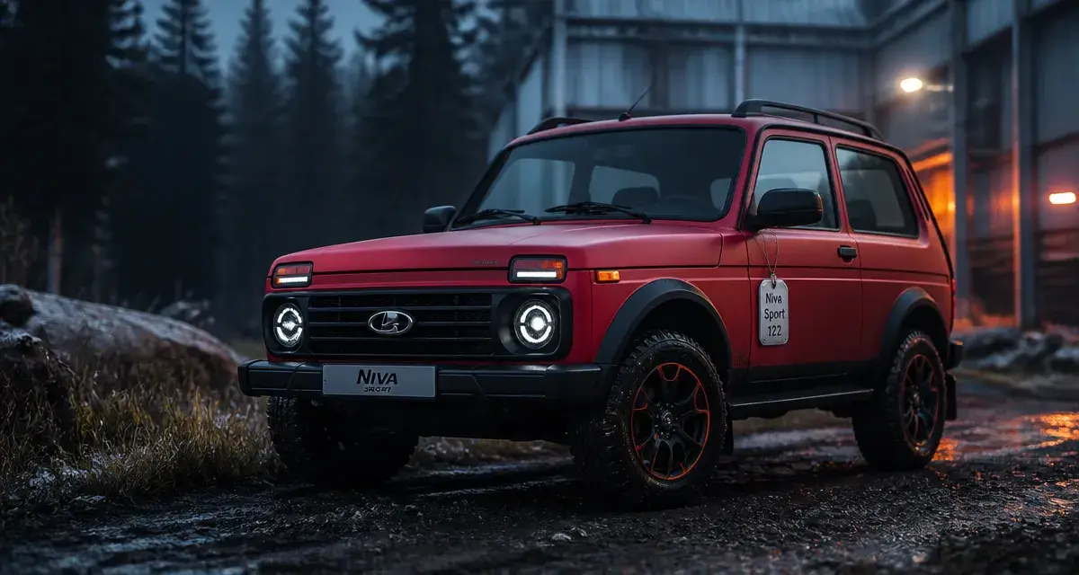 Lada Niva 2025 Sport 122 ch sur chemin de terre humide