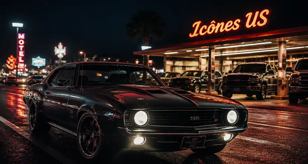 marque voiture americaine muscle car nuit