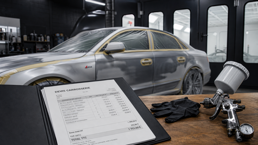 Prix peinture complete voiture : atelier de carrosserie et pistolet de peinture