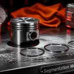 Segmentation moteur, segments de piston alignés sur établi