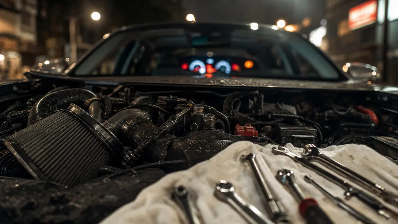 Ma voiture cale au ralenti : moteur au ralenti, capot ouvert et voyant moteur