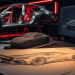 Design automobile : croquis et maquette en studio, rendu 3D et châssis