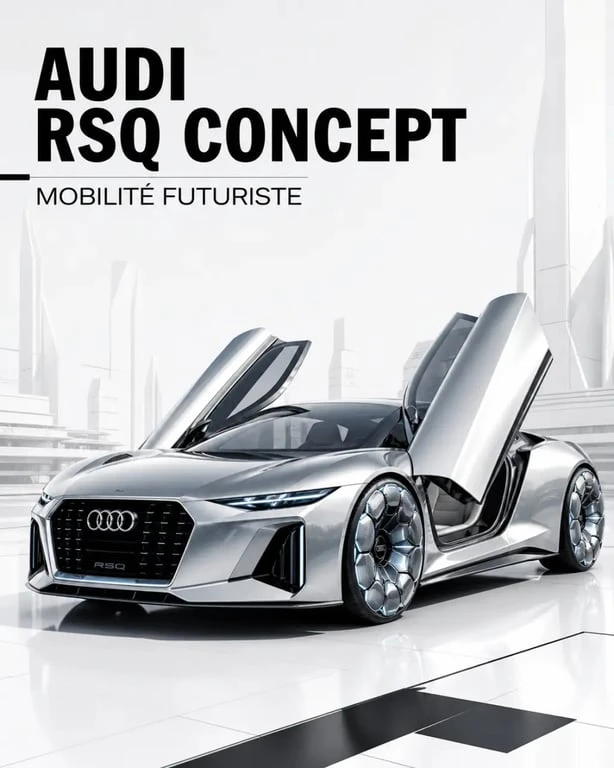 Audi RSQ concept car en vue trois quarts avant dans un décor futuriste
