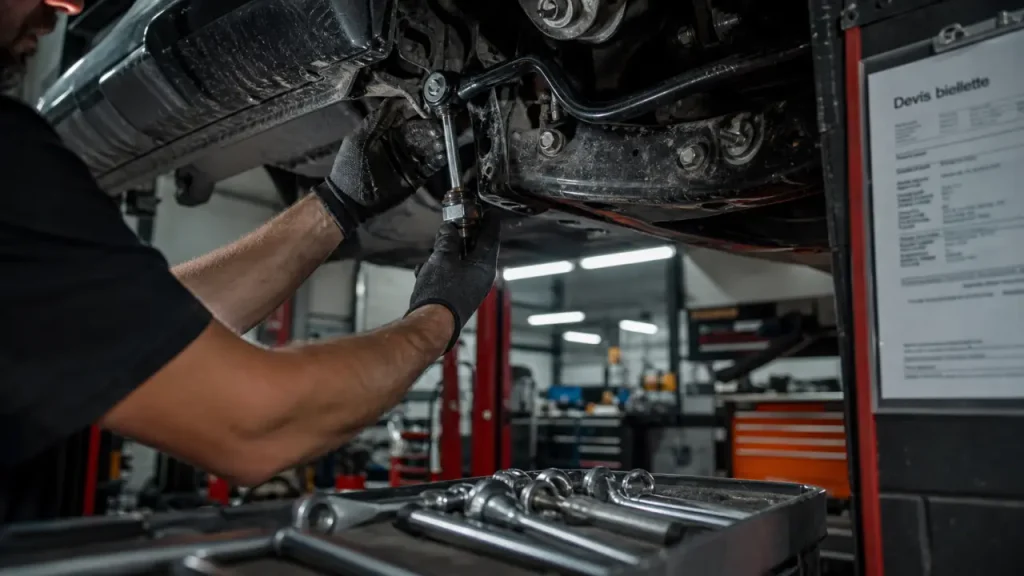 Tarif changement biellette de barre stabilisatrice : prix, majoration de 50 % et devis à contrôler