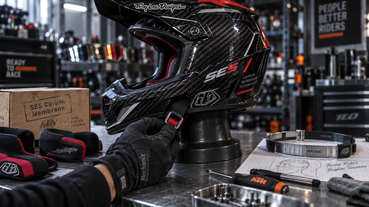 Casque moto cross Troy Lee Designs SE5 carbone