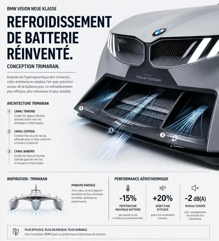 Détail de la face avant trimaran d'un concept car BMW