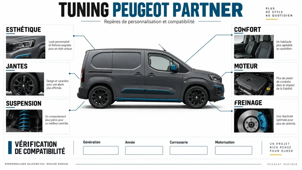 Peugeot Partner tuning auto avec vérification des équipements par génération et motorisation