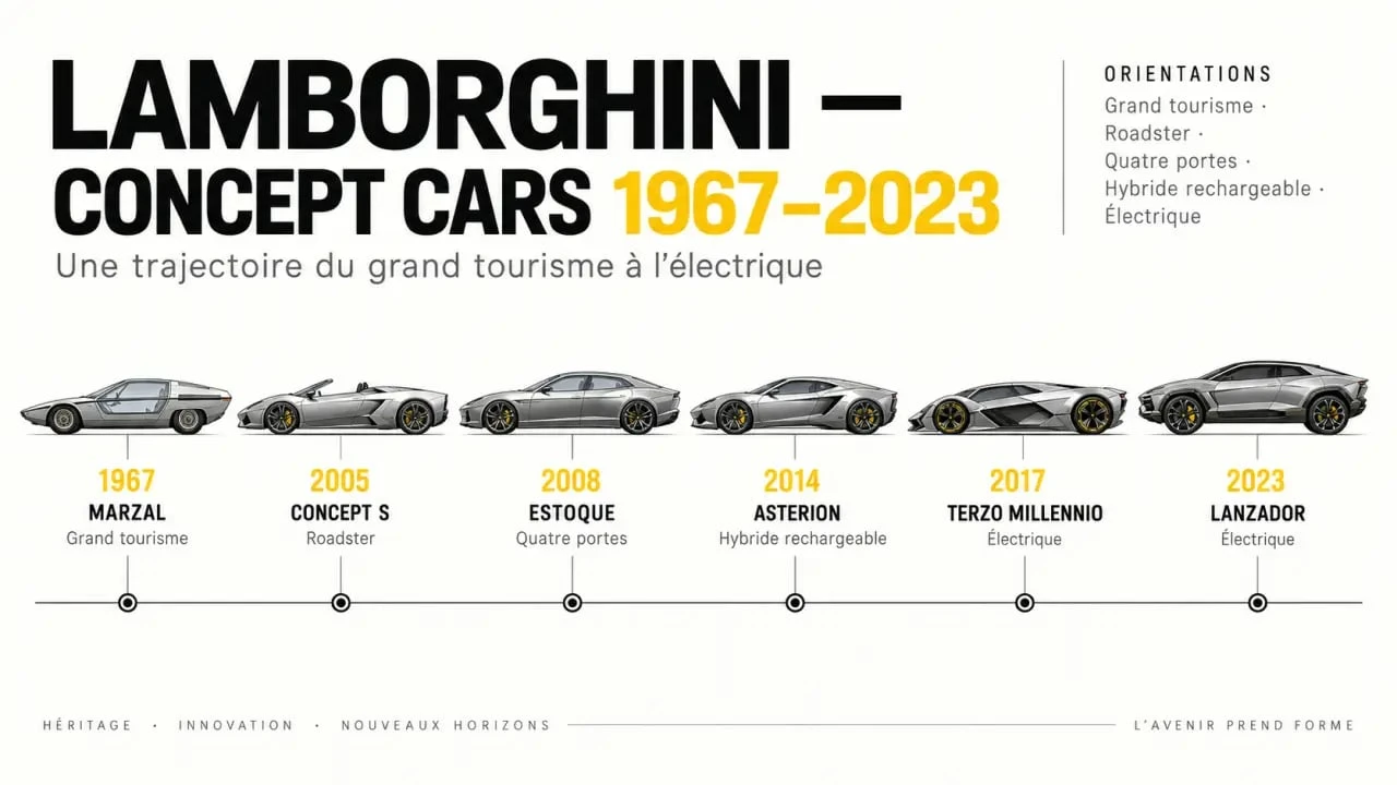 Lambo concept car : évolution des concepts Lamborghini du Marzal au Lanzador