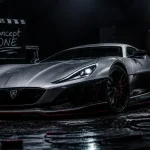 Rimac concept one car en studio, avant hypercar électrique, 1224 chevaux