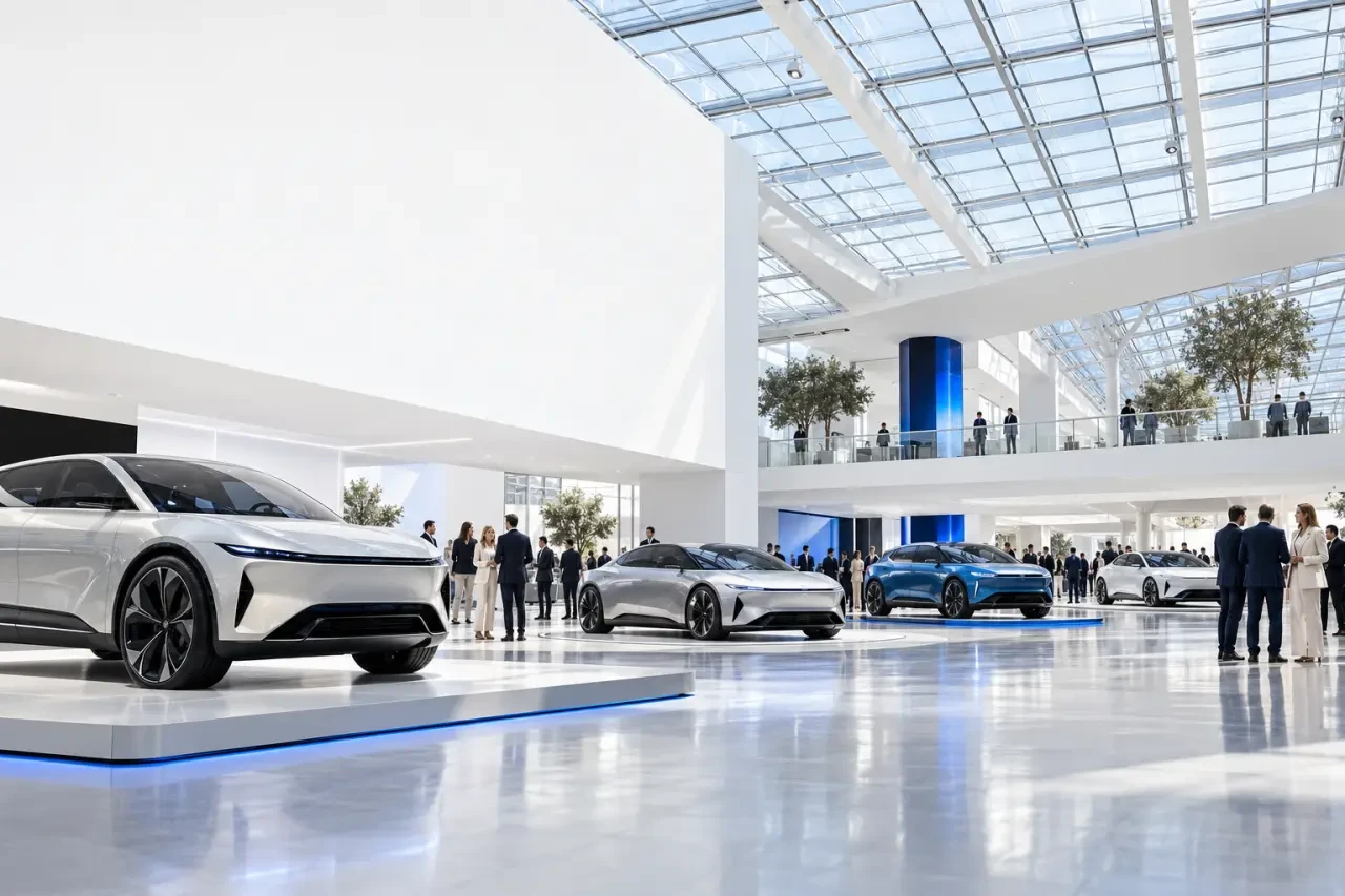 Salon automobile de Munich IAA Mobility dans un hall d’exposition consacré aux véhicules électriques