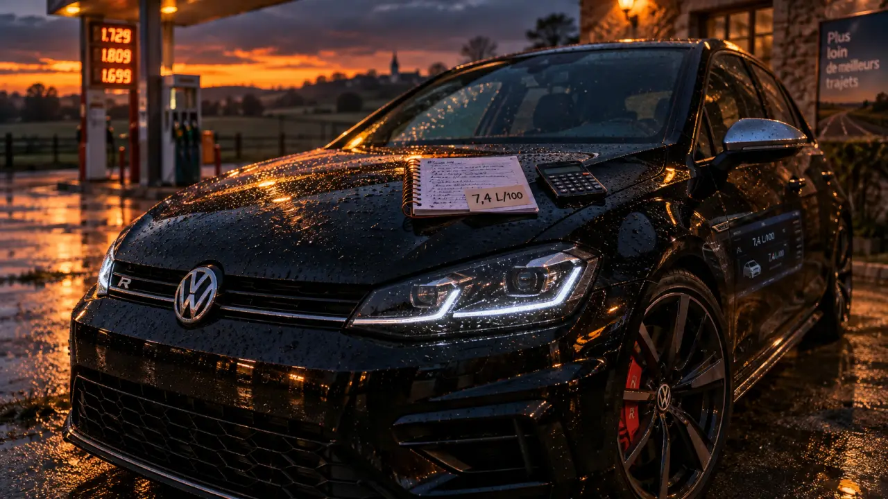 Golf 7 R consommation, relevé 7,4 L/100 km près d’une station-service