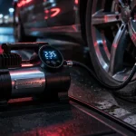Gonfleur pneu voiture 12 V au coffre pour regonfler un pneu